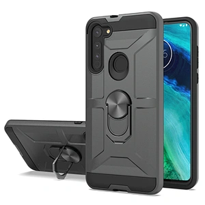 Mens mobile accessories shockproof phone cover with ring stand for Motorola Moto G8