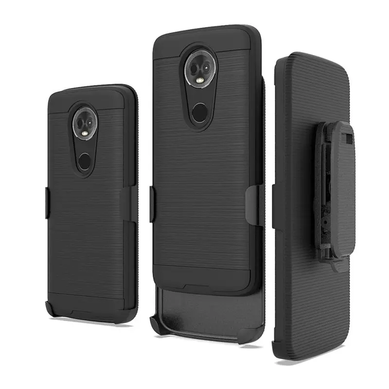 brushed phone case with holster belt clip cell phone back cover for Motorola MOTO E5 Plus G7 Power G7 Supra X5