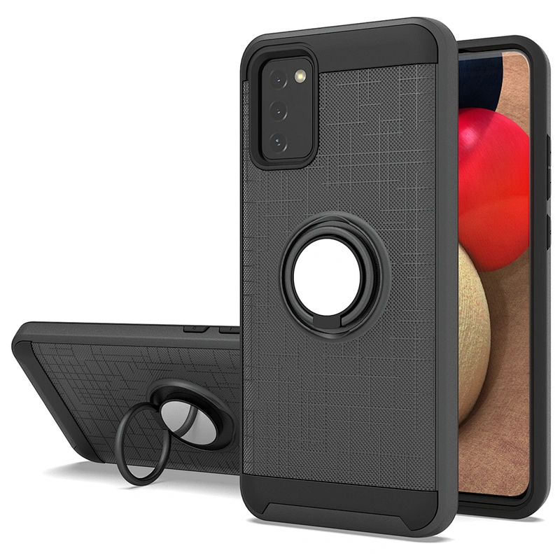 Android models double layers cell phone mobile cases with ring holder for Samsung A02S