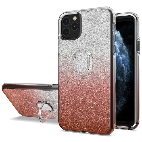 Gradient Glitter Transparent Ring Holder Phone Cases For IPhone Xr Xs Max 11 Pro Max 12
