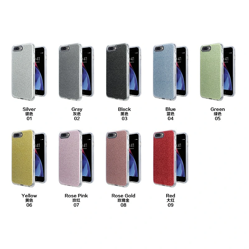 Best Selling luxury phone cases for Iphone 7 Plus Glitter mobile covers with oem printing for Iphone 8 Plus