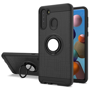 Stick to magnetic car mounted telephone smartphone phone case with ring holder for Samsung A21
