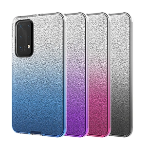 Transparent fashionable glitter bling cell phone case for Huawei P40 Lite Pro One Hyper