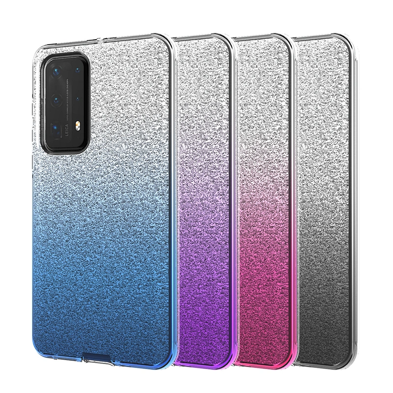 Transparent fashionable glitter bling cell phone case for Huawei P40 Lite Pro One Hyper