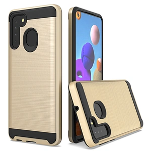New launching Hybrid 2 in 1 brush metal mobile phone case for Samsung note10 plus A11 A21