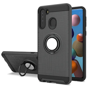 Stick to magnetic car mounted telephone smartphone phone case with ring holder for Samsung A21