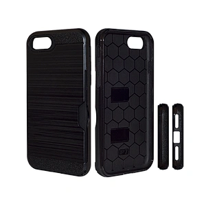 New Arrivals Brushed Metal Design Credit Card Slot Phone Cover Case for iPhone 7 8 Plus