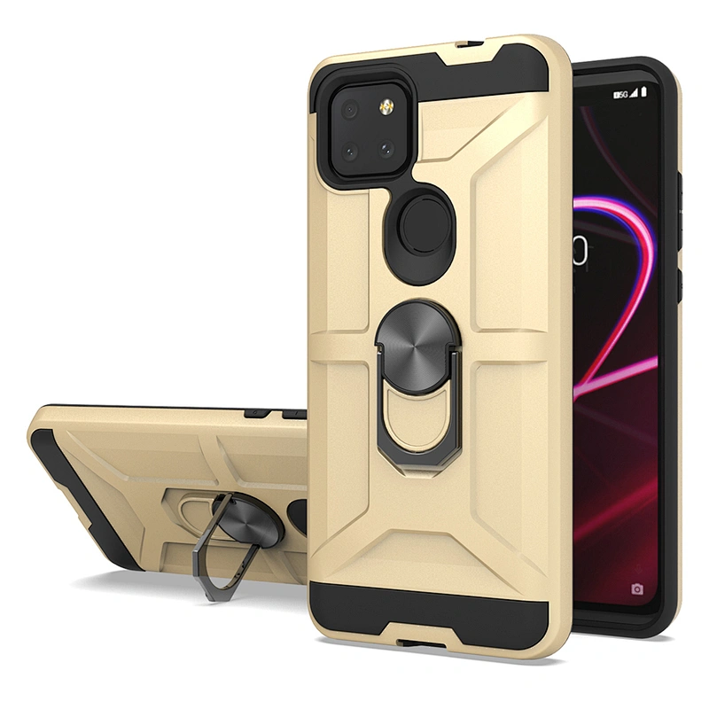 Shockproof metal ring holder purple matte color cell phone case for TCL Revvl 4 Plus 5G
