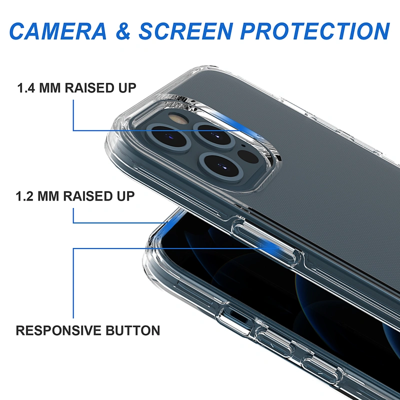 Top Quality PC TPU Transparent Phone Cover Case For Apple IPhone 12 pro max mini 11