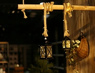 LED glass lantern with hemp rope