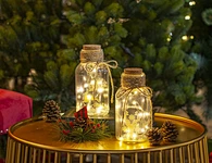 Glass silk printing bottle with string light