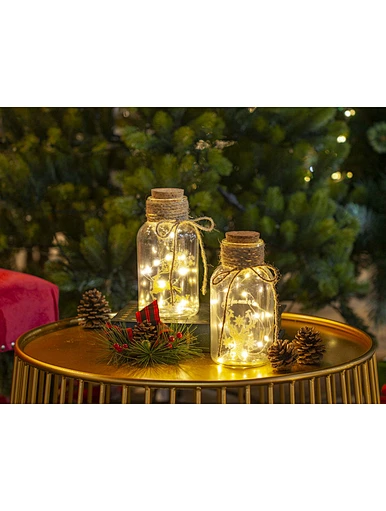 Glass silk printing bottle with string light