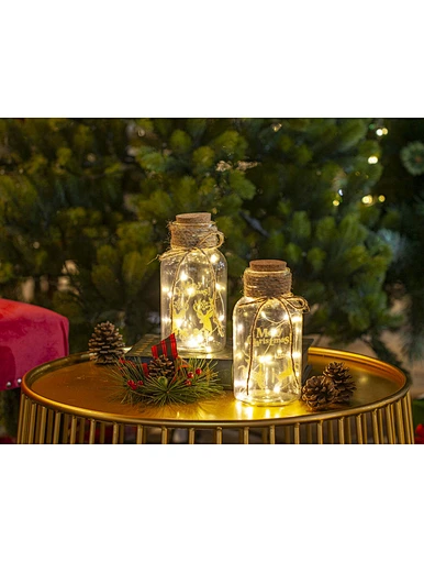 Glass silk printing bottle with string light