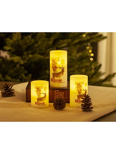 LED wax candle light with decal