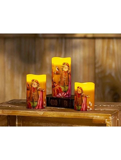 LED wax candle light with decal