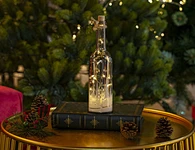 LED plastic base glass bottle with silk printing with light chain