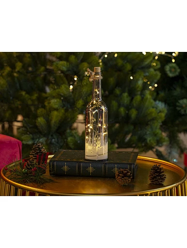 LED plastic base glass bottle with silk printing with light chain