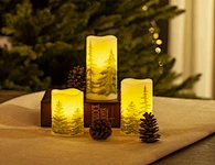 LED wax candle light with decal