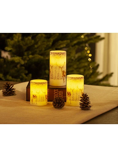 LED wax candle light with decal