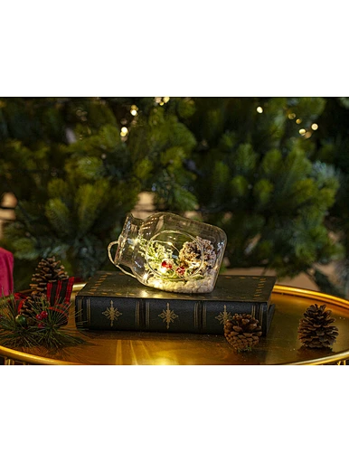 LED glass bottle with xmas deco with light chain
