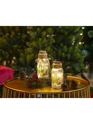 Glass silk printing bottle with string light