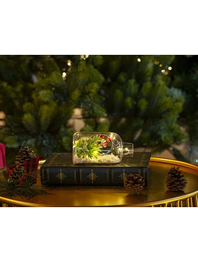 LED glass bottle with xmas deco with light chain