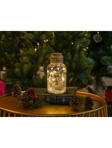 Glass silk printing bottle with string light