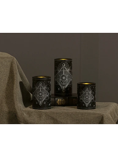 LED wax candle light with decal
