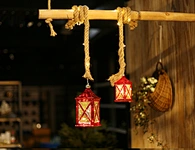 LED glass lantern with hemp rope