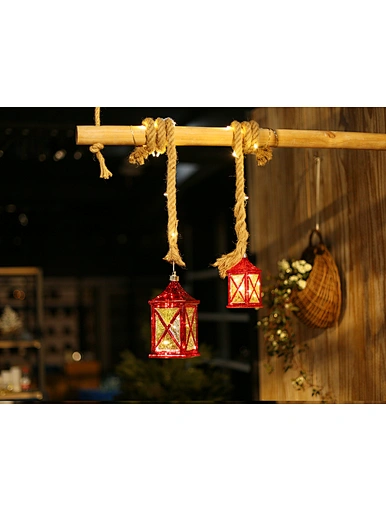 LED glass lantern with hemp rope