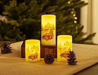 LED wax candle light with decal