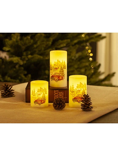 LED wax candle light with decal