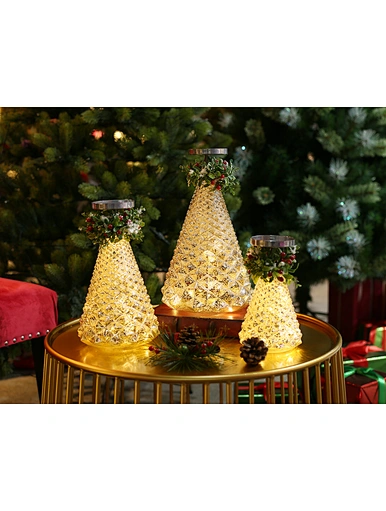 Led glass holder with wreath