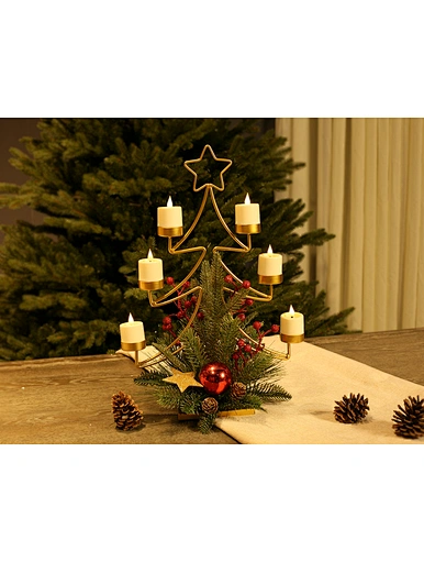 Metal candle holder with Xmas wreath