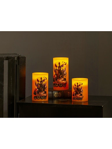 LED wax candle light with decal
