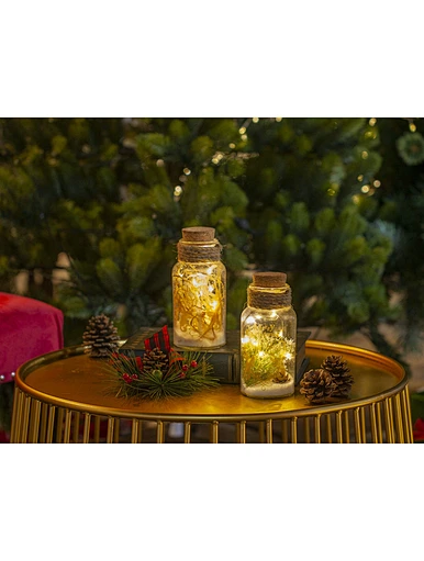 Glass silk printing bottle with string light