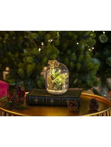 LED glass bottle with xmas deco with light chain