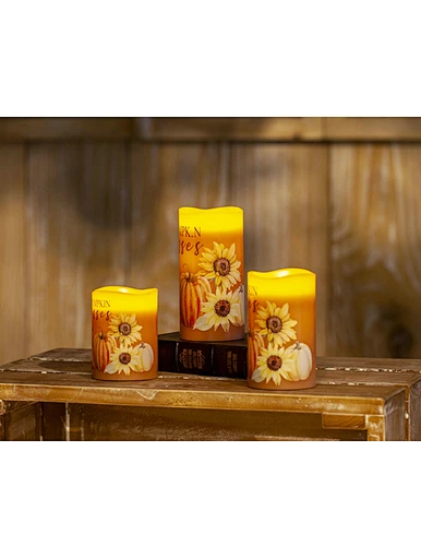 LED wax candle light with decal