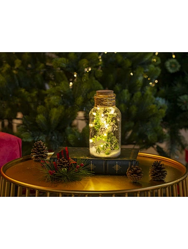 Glass silk printing bottle with string light