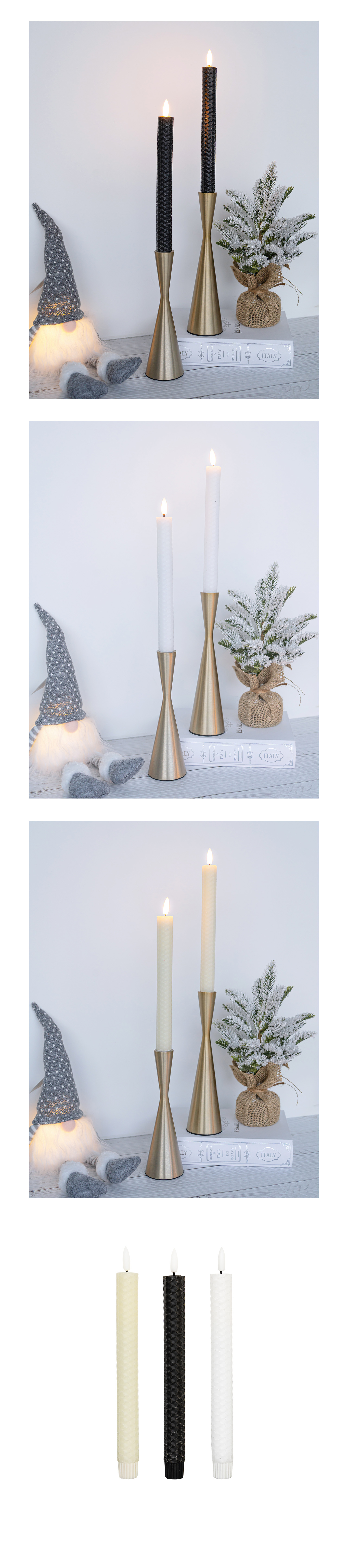 LED holiday festival taper candle 3D flame