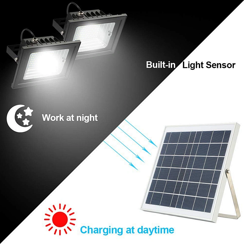 SunBonar Solar Flood Light with Remote Control Solar Lights Outdoor Time Setting Brightness Setting 2 lamp with one panel