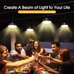Solar Lights Indoor Outdoor Home  Dual Head Solar Pendant Light with Smart Remote Control Dual Color Switchable Brightness & Timing Adjustable Solar Ceiling Light for Shed Barn Yard Patio Porch