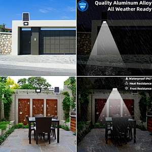 Solar Flood Lights Outdoor SunBonar Waterproof IP67 60LED Dusk to Dawn Solar Lights Outdoor Smart Remote Control Solar Powered Flood Light Solar Security Light for Yard Shed Pool Sign Barn Roof Garage