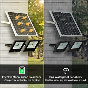 Solar Flood Lights Outdoor Indoor Dusk to Dawn with Smart Remote Control 22W Solar Panel Dual Head 70LED IP65 Waterproof Solar Shed Light for Garden Garage Path Pool Patio Sign Barn Driveway Backyard