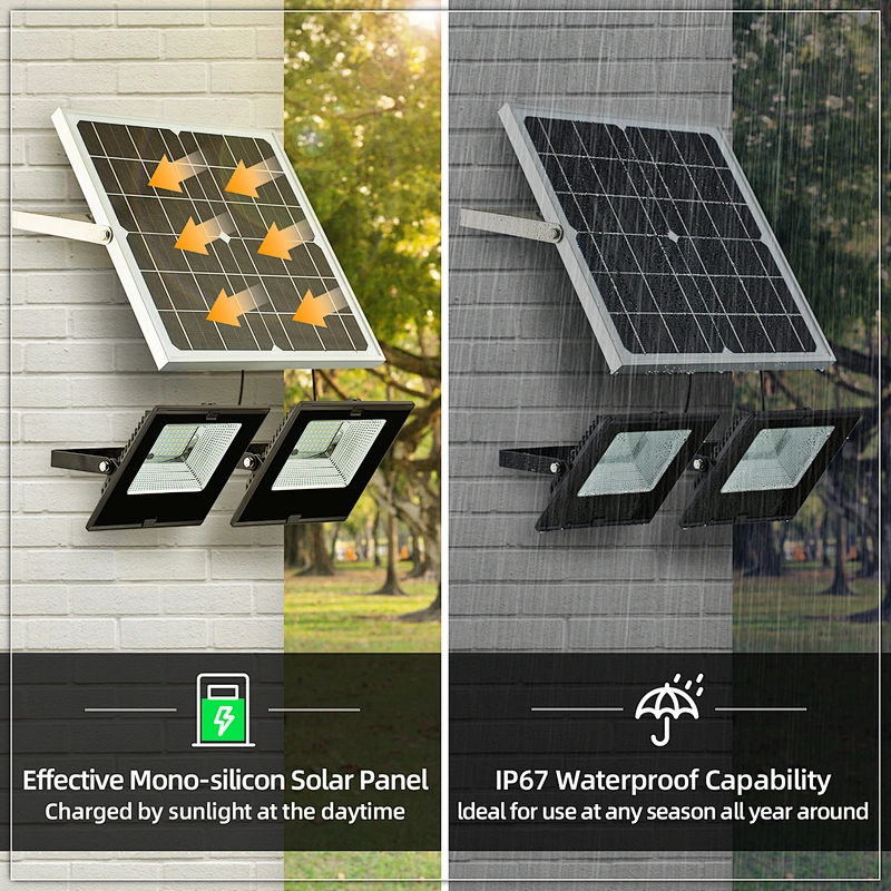 Solar Flood Lights Outdoor Indoor Dusk to Dawn with Smart Remote Control 22W Solar Panel Dual Head 70LED IP65 Waterproof Solar Shed Light for Garden Garage Path Pool Patio Sign Barn Driveway Backyard