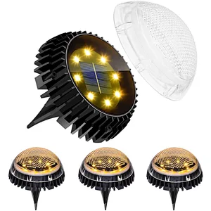SunBonar Solar Ground Lights,8 LED IP67 Waterproof Solar Garden Lights Outdoor Solar Disk Lights for Pathway Patio Garden Lawn-Cold White