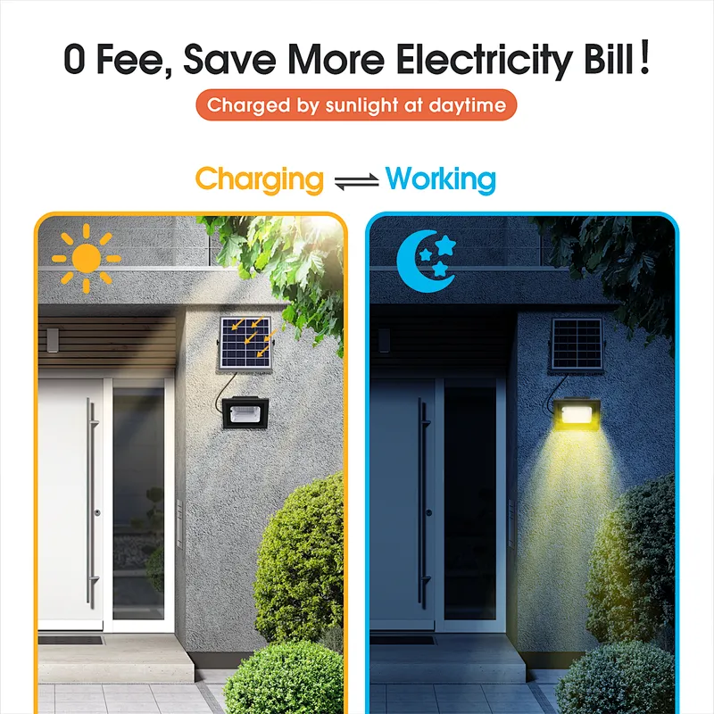 Solar Flood Light Solar Spotlights Outdoor 7 Singe Colors & Color Changing RGB with Remote Control 60LED IP67 Waterproof Solar Powered Landscape Spot Lights for Garden, Lawn, Patio, Tree, Yard