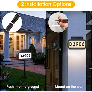 Solar House Numbers Address Sign, Tricolor & Brighter Address Plaque for Outside, 2 Installation Modes(Wall/Grassland) with Memory Function, Waterproof LED Lighted Signs for Yard Home Street