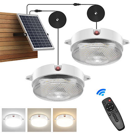 Sunbonar Solar ceiling Lights Indoor Motion Sensor, Brighter 3200K/4000K/6000K 5 Work Modes Solar Powered Pendant Lights Outdoor Home with Remote & Memory,120LED Daytime Available IP65 Dimmable Barn Lamp