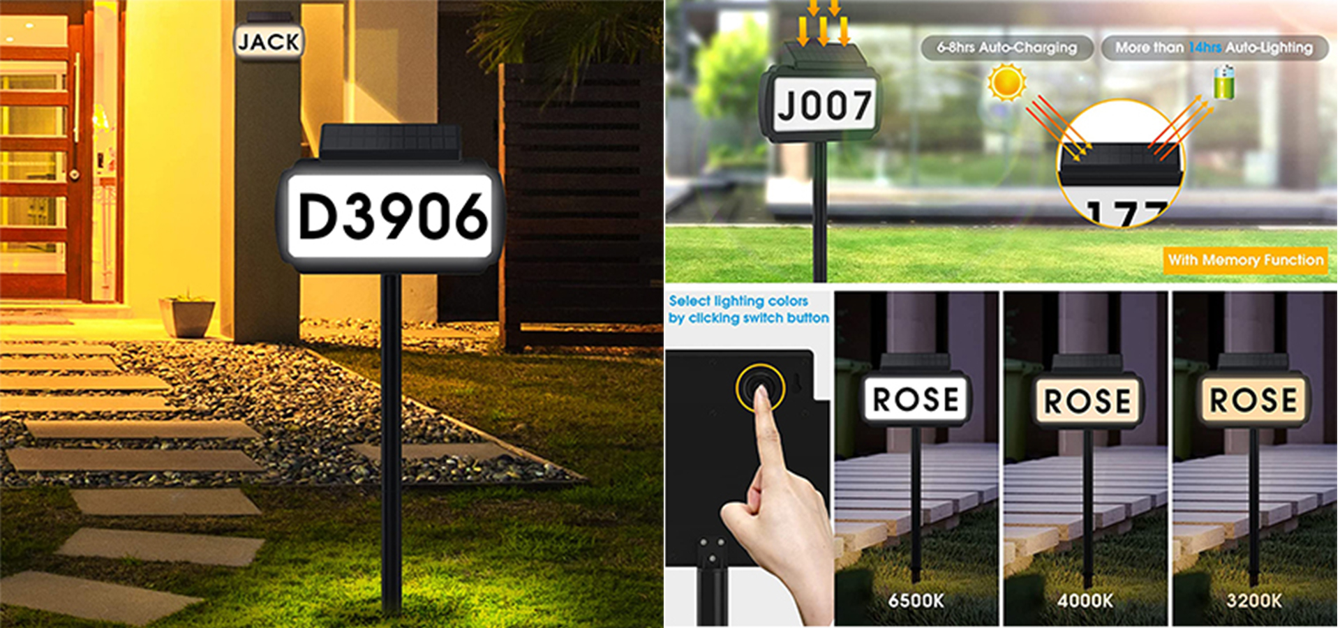 Solar address number for outdoor lighting